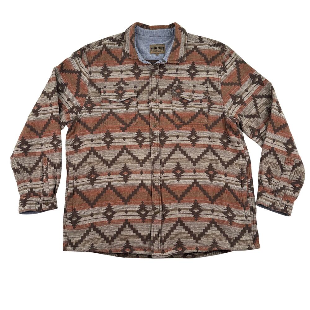 North River Jacquard Western Shirt Jacket XXL Southwest Rugged Outdoor Shacket